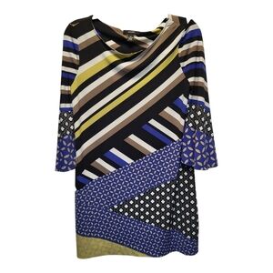 Alfani Blue Black Asymmetrical Tunic Dress - Size XS